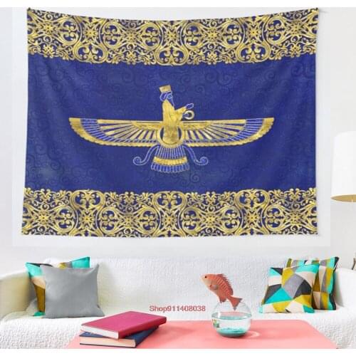 Farohar faravahar Fravashi tapestry Wall Hanging Beach Towel Throw Blanket Picnic Yoga Mat Tapestries Home Decoration