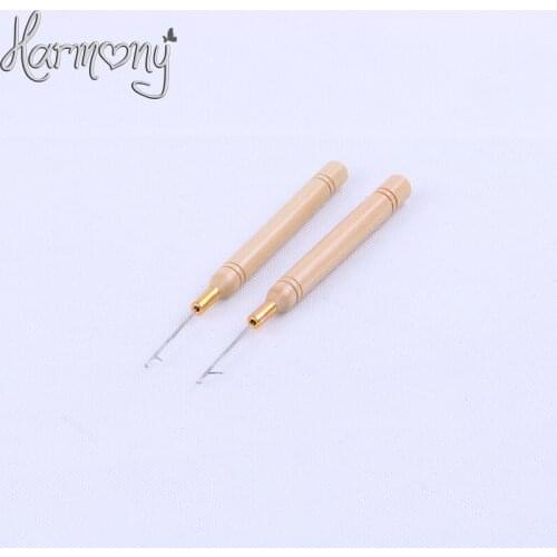HARMONY Stock Wooden Handle Pulling Needle/Micro Rings/Loop Needle Hair Extensions Tools 60pcs/lot