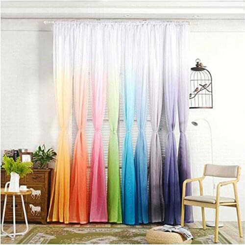 Gradient Color Tulle Voile Door Window Curtain Drape Panel Sheer Scarf Valances Home decoration 1.4*2.4m