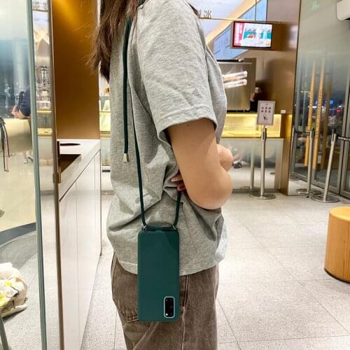 Candy Solid Color Rope Lanyard Phone Case for Samsung GALAXY A32 A52 A72 A22 A82 A51 A71 A42 5G Necklace Hang Strap Crossbody