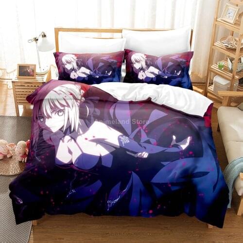 Fate Anime Saber Bedding Set Game 3d Print Bed Linen Quilt Duvet Cover Set Home Textile Decor Queen King Size Kids Cartoon Decor