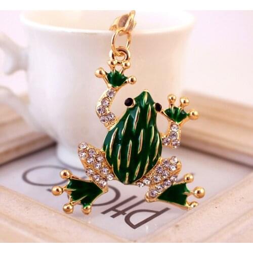 Creative Cute Rhinestone Keychains Animal Series Crystal Frog Key Chain Keyholder Trinket Glass Animal Metal Frog Pendant