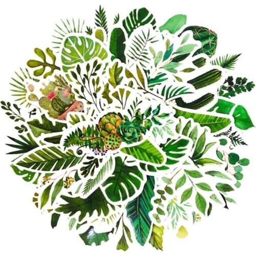 10/30/50PCS Green Plant Fresh Stickers Stationery Diary Helmet Helmet Luggage Body Stickers Waterproof Decorative Toys Wholesale