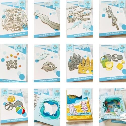 2021 Arrival New Metal Cutting Dies Ocean Hourglass Pocket Watch Shark Castle Ball Bucket Water Diary Decoration DIY Greeting