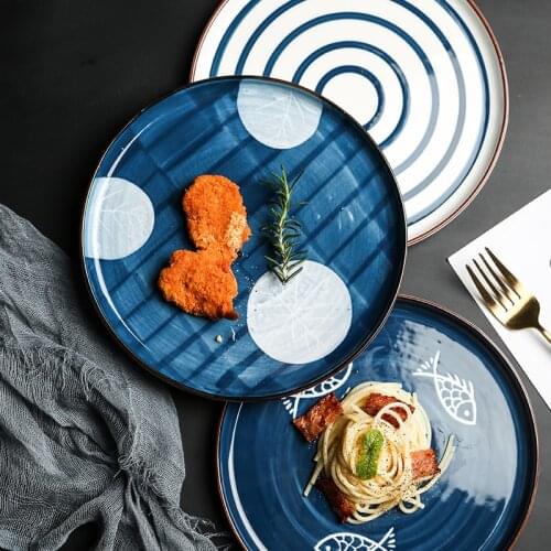Dinner Dishes Round Serve Plate Pasta Steak Dinner Plate Microwave Ceramic