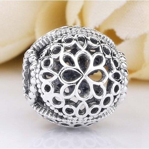 Original Vintage Openwork Three Sides Clover Lace Beads Fit 925 Sterling Silver Bead Charm Bracelet Bangle Diy Jewelry