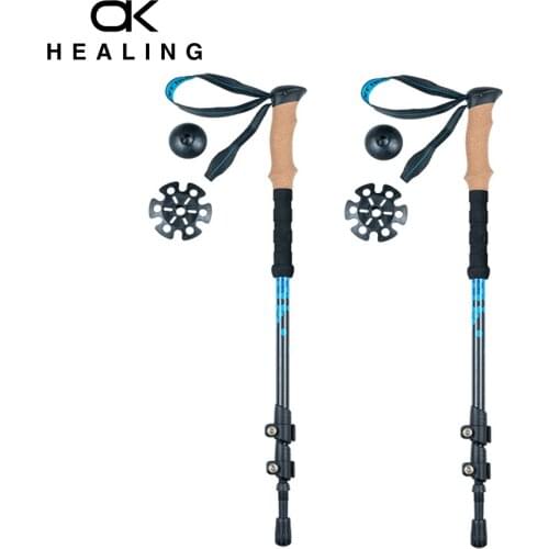 Ultralight Hiking Walking Stick Trekking Pole 3K Carbon Shaft BD Grip 3 Section Telescopic Trekking Pole Anti-skid Stick
