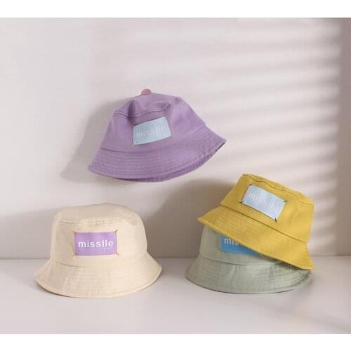 Korean Version Children Bucket Hats Trend Letters Cloth Label Boys Girls Flat Basin Hat Casual kids Baby Beach Caps Wholesale