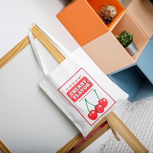 Casual Tote Bag Women Fruits Print Thick Canvas Bag For Women 2020 Large-capacity Shopper Bag Ladies Handbags Student Book Bags