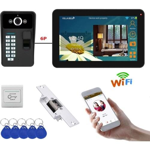 9 inch Wired / Wireless Wifi Fingerprint Video Door Phone Doorbell Intercom System with Electric Strike Lock+ IR-CUT HD 1000TVL