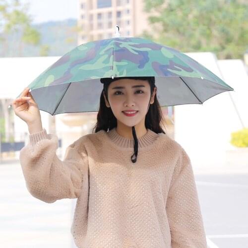 Adjustable head wear parasol Foldable Sunscreen Shade Umbrella Hats Rain Gear Outdoor Sport Hat Hiking Beach Camping cycling Cap