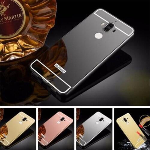 Luxury Rose Gold Mirror Cases For Huawei Mate 9 Alumimum Metal Frame shell Back Cover for Huawei Mate9