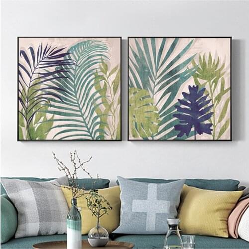 Pink Green Monstera Tropical Plant Leaves Wall Art Canvas Painting Nordic Posters And Prints Wall Pictures For Living Room Decor
