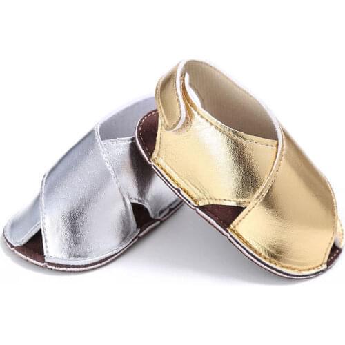 Baby Sandals Casual Toddler newborn Soft Sole PU Leather Flat Infant Anti-Slip Gift First Walkers Gold Silver