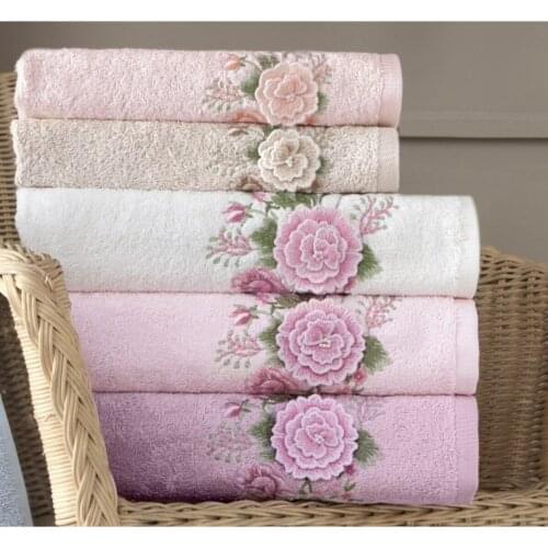 SARMAL İNCİ Bamboo Hand Towel Face Towel Lace Towel 6 Pieces Pearl Embroidery 6 Color Stylish Design Luxury Towel Set 50x90
