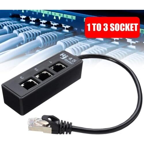 MAYITR 1pc 1 To 3 Socket Ethernet Network Adapter Male To Female Cable RJ45 Plug Splitter Extender Cables Adapters Connector