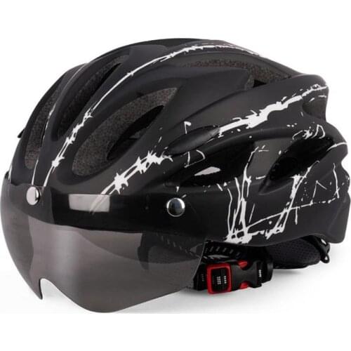 Mountain Bike Helmet Motorcycling Helmet with Back Light Detachable Magnetic Visor UV Protective Cycling Goggles for Men Women