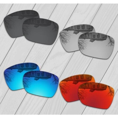 E.O.S 4 Pairs Black & Silver & Ice Blue & Fire Red Polarized Replacement Lenses for Oakley Dispatch 1 OO9090 Sunglasses