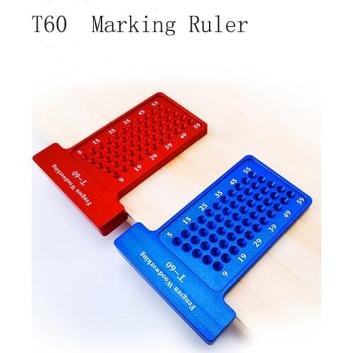 T60T- type Ruler Hole Marking Measuring Ruler DIY Household Wood Gauge Woodworking Marking Measuring Tool