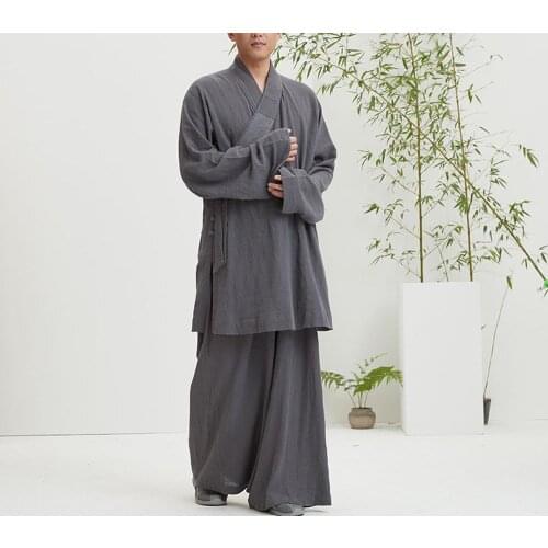 UNISEX 100%cotton Summer&Spring buddhist shaolin monks kung fu suits lohan/arhat clothing lay zen buddha uniforms green/khaki