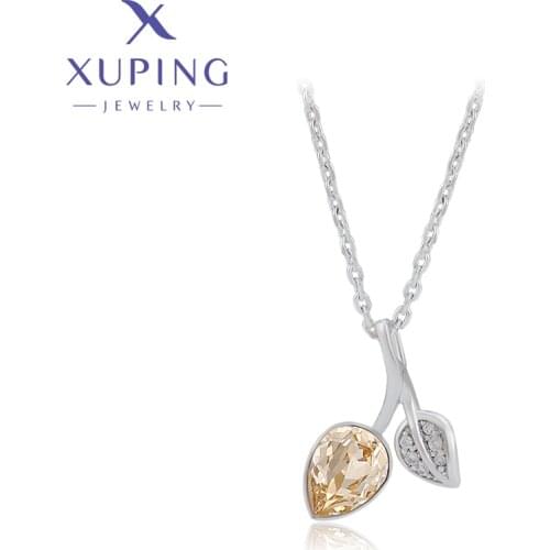 Xuping Jewelry Newest WaterDrop Leaf Shaped Crystals Pendant Necklace for Women Exquisit Gift 810656059