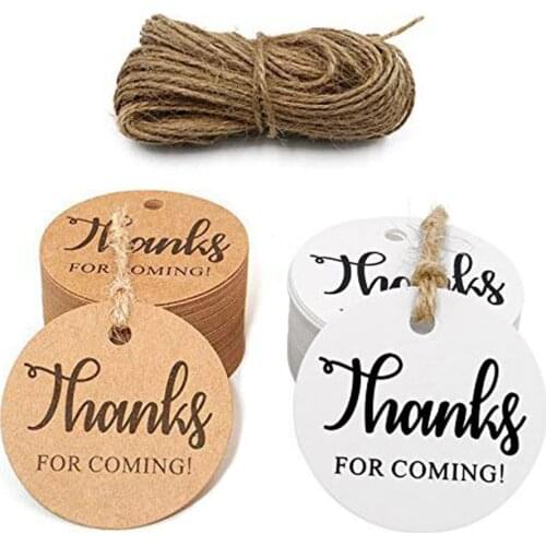 100 Pcs/pack 'thanks for Coming' Paper Tags with Hole for Wedding Party Decoration Gift Tags Packaging Round Tags Stationery