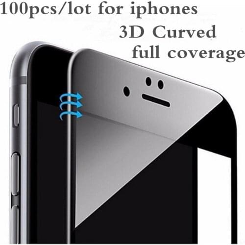 100 Pcs 3D Curved Carbon Fiber Soft Edge Tempered Glass For iPhone 6 6S 7 8 Plus Phone Screen Protector Film For iPhone 7 8 X