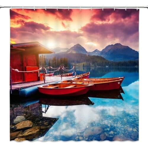 1PC Green Tropical Plants Shower Curtains for Bathroom Polyester Seaworld Shower Curtain Printing Curtain Beach Shower Curtains