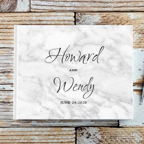 Marble Cover Wedding Guest Book Alternative Wedding Guestbook Custom ANY Text ANY Language Photo Album White Wedding Guestbook
