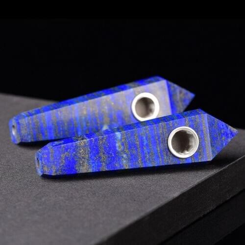 1 Natural Lapis lazuli Quartz Crystal Smoking Pipe +1 brush+3 Filters
