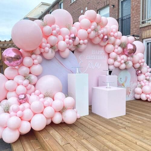 176Pcs Macaron Pink Balloon Garland Arch Kit Background Latex Balloons for Baby Shower Birthday Valentines Day Wedding Decor