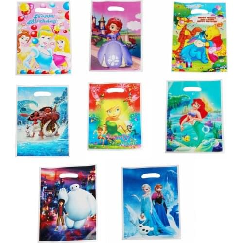 20pcs Disney Princess Frozen Minnie Mouse Theme Disposable Candy Loot Kids Girls Favor Birthday Baby Shower Party Gift Bags