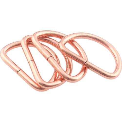 20pcs Metal Dee D Ring Buckles Rose gold 26mm for Webbing Backpack Bag Parts Leather Craft Strap Belt Purse Clasp High Quality