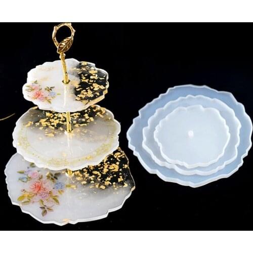 3 Tier Irregular Fruit Dish Coaster DIY Epoxy Silicone Casting Mold Holder Stand beautiful Cake Tools