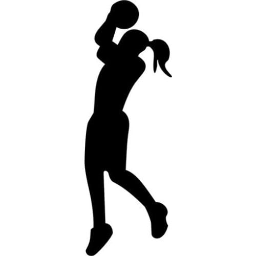 4.7*13.7CM Interesting Womens Basketball Player Of Car Stickers Vinyl Decals Covering The Body Black/Silver C7-0199