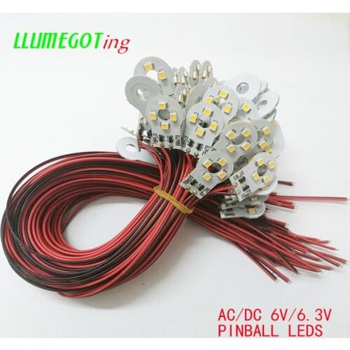 50pcs with 4x 3528 SMD Chip Panel Lights Various Color Non polarity AC DC 6V 6.3V Pinball Game Machine Board Led Lamp Bulbs