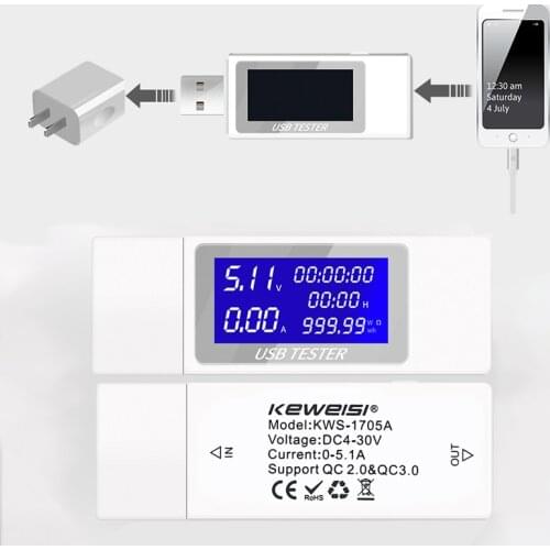 9 in 1 USB Current Voltage Volt Tester USB Ammeter Charging Tester Monitor USB Ports Digital Display DC 4-30V 0-5A 0-150W Voltme