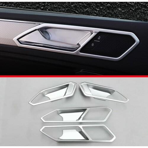 ABS Pearl Chrome Interior Car Decoration Door Handle Cover Trim Molding For Volkswagen VW TIGUAN L 2017 2018