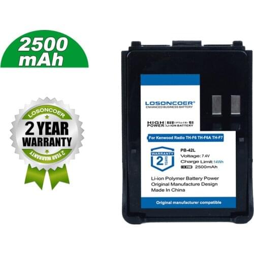 LOSONCOER PB-42L Battery 2500mAh For Kenwood TH-F6 TH-F6A TH-F6E TH-F7 TH-F7A TH-F7E Radios Walkie Talkie Battery