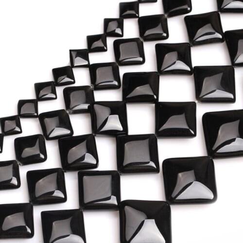 10-25mm Natural Diagonal Drilling Square Black Agates Beads For Jewelry Making Beads Bracelets 15'' Needlework DIY Beads Trinket