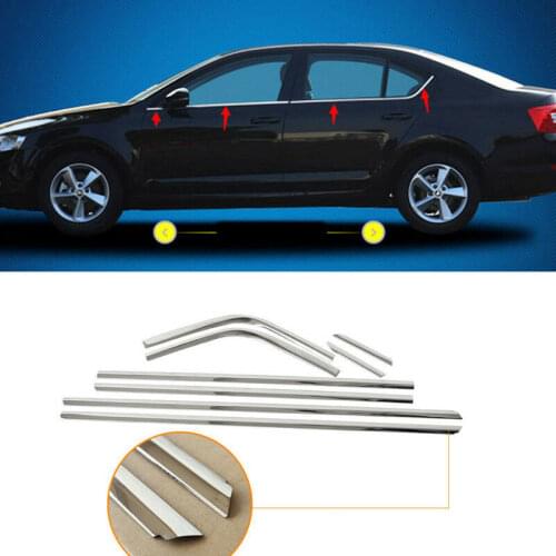 For Skoda Octavia A7 2015 - 2019 Steel Bottom Window Frame Sill Cover Trim 8pcs Auto parts Car modification