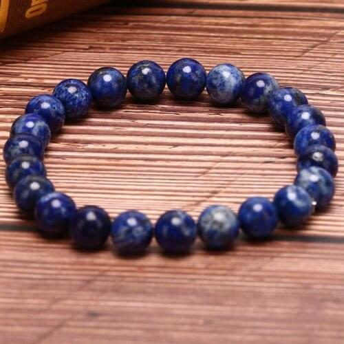 Unisex Elastic Bangle Natural Stone Round Beads Bracelet Natural Lapis Lazuli Beads Bracelets For Men Women Jewelry Gifts