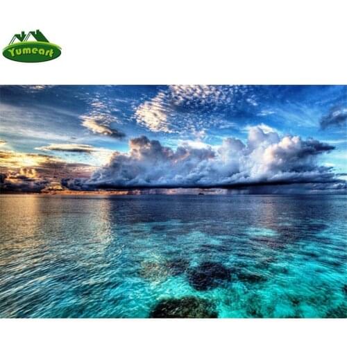 Blue Sky Seascape Diamond Mosaic Full Drill Square 5D DIY Diamond Painting Cross Stitch Diamond Embroidery Sale Landscape Decor