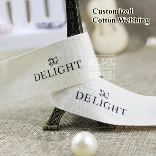 Customized 10/15/20/25/30/35/40/50mm x90m Cotton Webbing Plain Weave strip Logo Trademark Print Packing free shipping 2 colors