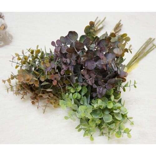 6 Pieces/Bundle Artificial Plants Wholesale Decorative Flowers Wreaths Eucalyptus Money Leaf Vases Home Decor Cheap Fake Flower