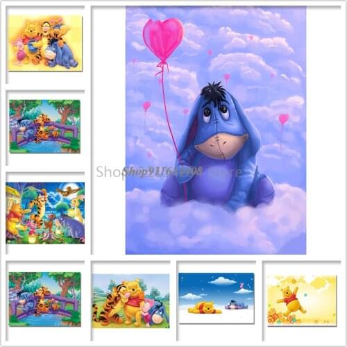 Canvas Painting Disney Cartoon Winnie The Pooh Anime Poster and Print Colorful Wall Art Picture for Kids Living Room Home Decor
