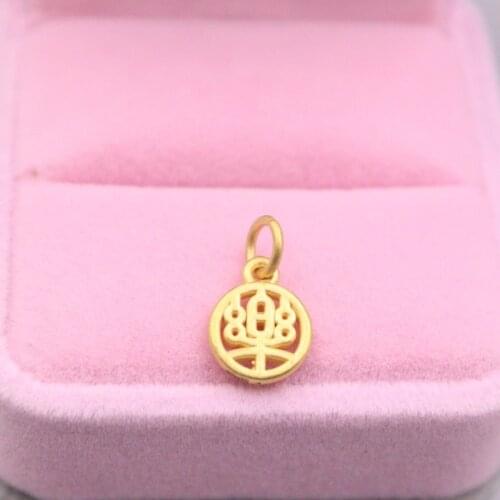 Fine Pure 999 24K Yellow Gold 3D Happy Character Hollow Round Circle Pendant Men Women Gift 0.7-1g / 14*9mm