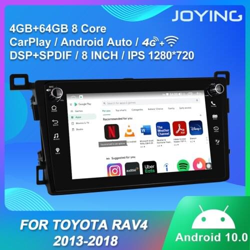 Joying Android 10 Car Radio For Toyota RAV4 2013-2018 Head Unit Central Multimedia 1din Car Intelligent System 8 Inch IPS Screen