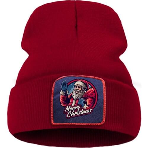 Fashion Funny White Beard Santa Claus Christmas Men Winter Knit Hat Casaual Warm Women Autumn Hats Harajuku Cotoon Cap For Girls