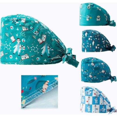 Fashion Printed scrubs women Work Hat adjustable Unisex laboratory scrub cap surgery hat gorro de enfermera nurse accessories